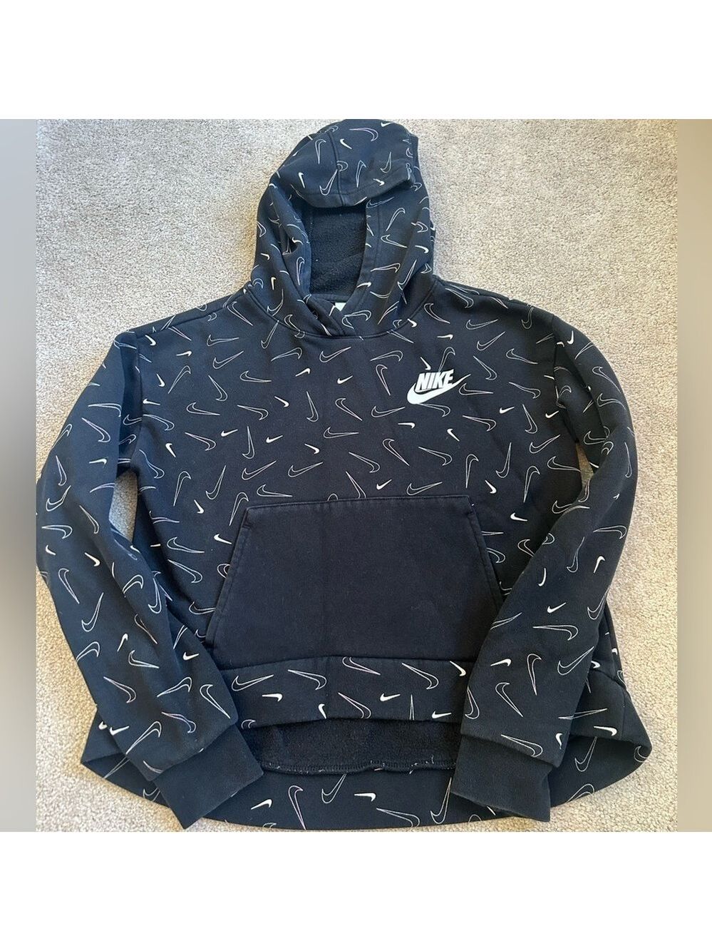 NIKE GIRLS HOODIE GIRLS XL FRONT POUCH POCKET BLACK GOOD